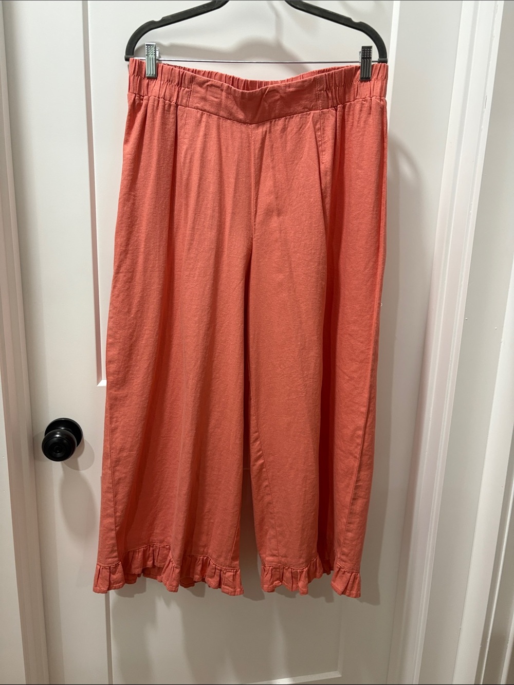 Cato Coral Wide-Leg Ruffle Hem Pants
